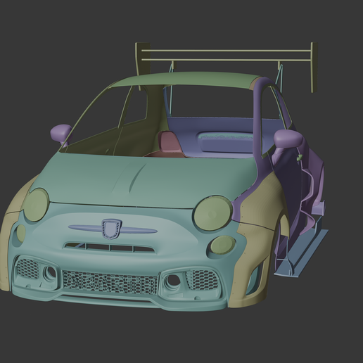 Full Scale 1:1 Abarth Widebody Kit – 3D Printable Modular Body & Aero Parts (Grid Split with Joining Pins)