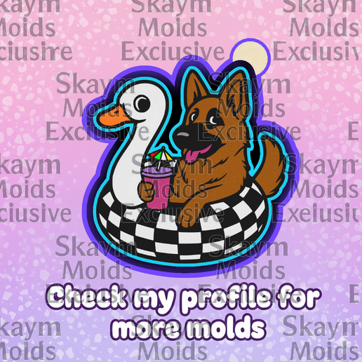 🐕🌊 Poolside German Shepherd Float – Freshie, Resin & Candle Mold ✨