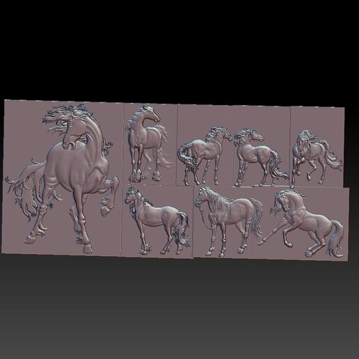 Eight horses 3D model