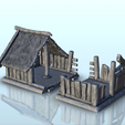 58.png Ruins of destroyed medieval house with thatched roof (9) - Warhammer Age of Sigmar Alkemy Lord of the Rings War of the Rose Warcrow Saga