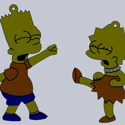 bart and lisa fighting key chain 3D model