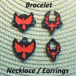 IMG_7657.jpg STL-Datei 4 Phoenix Necklaces, Armbänder, Earrings, Jewelry・Modell zum Herunterladen und 3D-Drucken