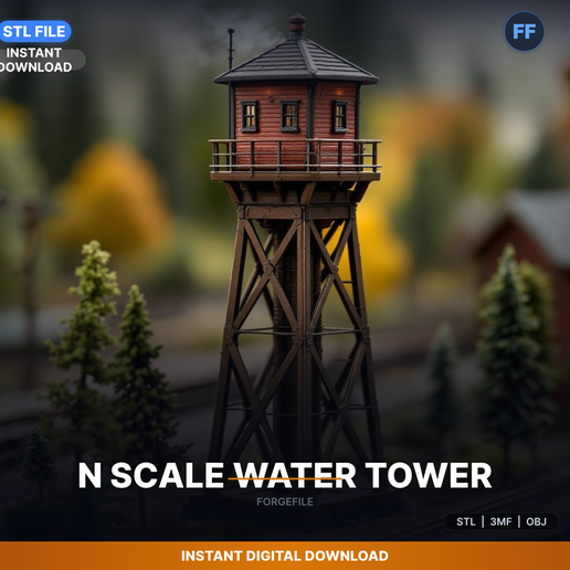 N Scale Railroad Water Tower, Steam Era, Small - 3D Printable STL File