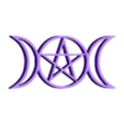 Triple Pentacle Moon.stl Triple Moon with Pentacle, Triple Goddess Pentagram, Inverted Pentagram