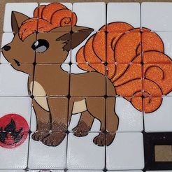 vulpix.jpg Free STL file Vulpix slider puzzle tiles (Multicolor)・3D printing model to download