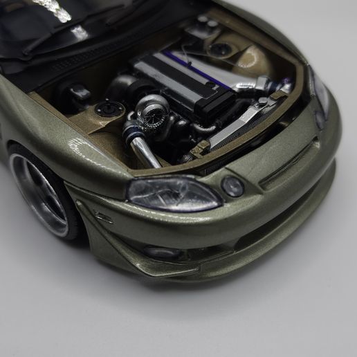 🚗 Motor Toyota Soarer 1/24 c/ Baía Transkit Big Turbo 1JZ/2JZ 1