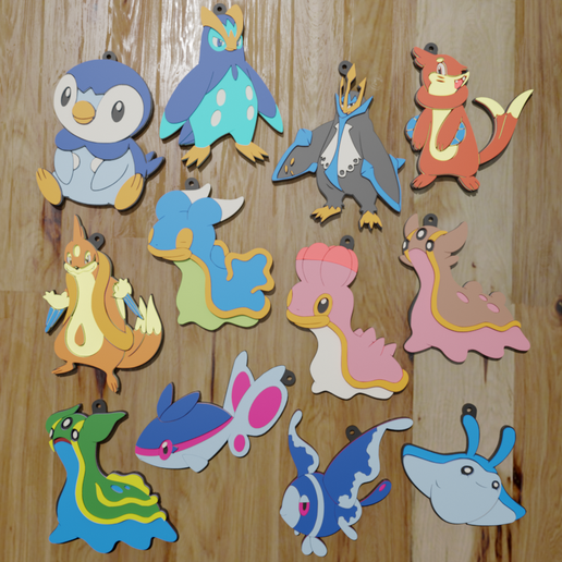 PACK 12 KEYCHAIN / KEYCHAIN WATER FOURTH GENERATION (STL AND 3MF)