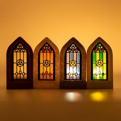 1_1.jpg STL file Temple window with Zelda stained glass window - Candle Holder・3D print object to download