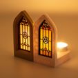 IMG_1529.jpg STL file Temple window with Zelda stained glass window - Candle Holder・3D print object to download