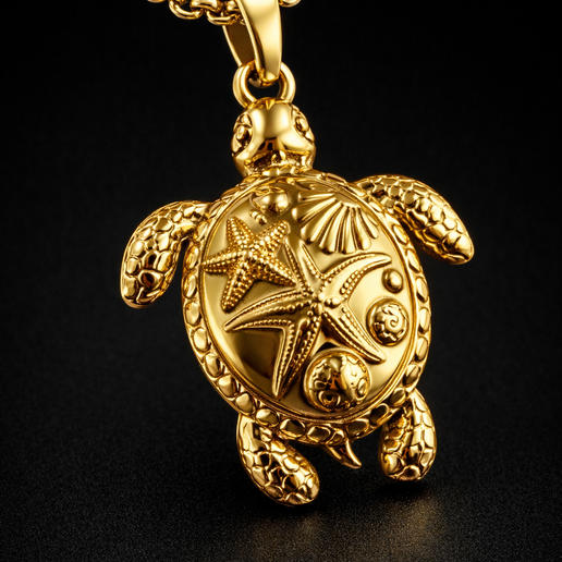 Gold Sea Turtle Pendant