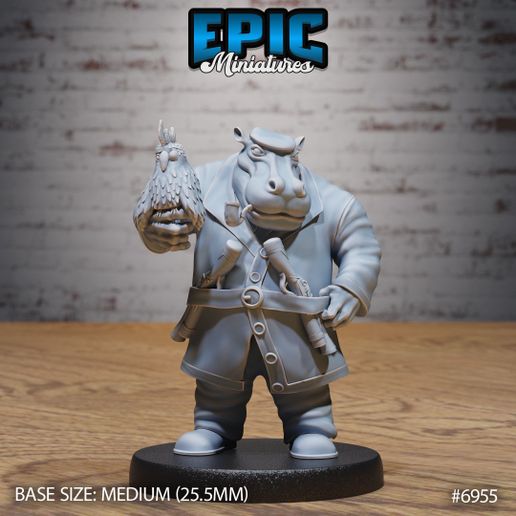 Hippo Pirate ‧ DnD Miniature ‧ Tabletop Miniatures ‧ Gaming Monster ‧ 3D Model ‧ RPG ‧ DnDminis ‧ STL FILE