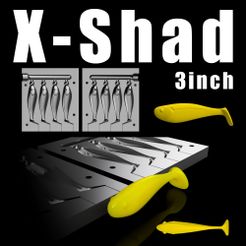 X-Shad-3-inch-v1.jpg Archivo STL Moldes X-Shad 3 pulgadas. ARCHIVO 3D STL, STEP PARA CNC E IMPRESIÓN 3D・Modelo para descargar y imprimir en 3D, TFFishing
