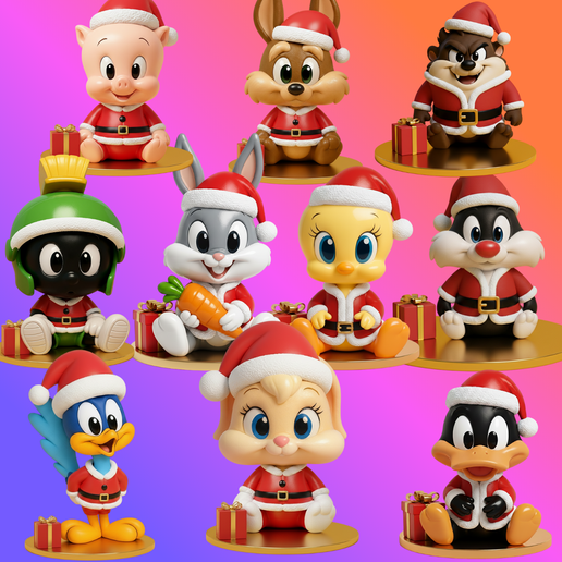 🎄 Looney Tunes christmas Collection (10 Figures)・ STL File for