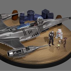 1.jpg STL-Datei MANDALORIAN N1 DIORAMA STAR FIGHTER STARWARS DISNEY 3D DRUCK MODELL・3D-druckbares Design zum Herunterladen