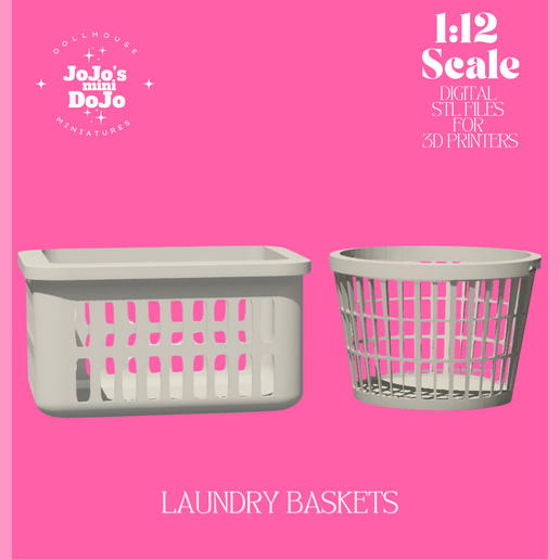 Laundry Basket Bundle Dollhouse Furniture & Accessories 1:12 Scale 3D PRINTABLE STL