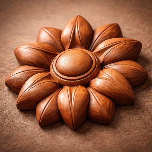 Layered Floral Rosette STL | CNC Wood Carving