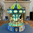IMG_6662-FACEBOOK.jpg 3D-Datei CAROUSEL Lampe mit mechanischem Uhrwerk・Design für 3D-Drucker zum herunterladen