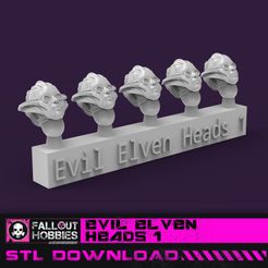 e012] 51S eee LLLE Fichier 3D Paquet de têtes d'elfes maléfiques・Plan à imprimer en 3D à télécharger, FalloutHobbies