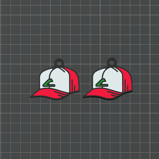 Ash cap - Pokemon x 2 (One and Mirror Sided versions) Anime Keychains Collection - 4 Color 3MF for AMS Printers
