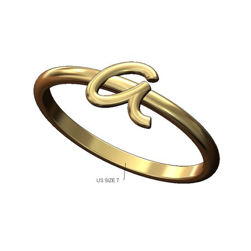 A letter initial 3d lowercase wire stacker ring US size 7 3D print model
