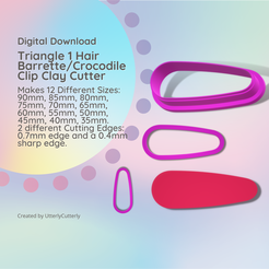 C4utterlycutterly-Instagram-Post-Square.png 3D file Triangle 1 Hair Barrette/Crocodile Clip Clay Cutter - STL Digital Download- 12 sizes - 2 Cutter Versions, Accessories, 3d Print・3D printable model to download