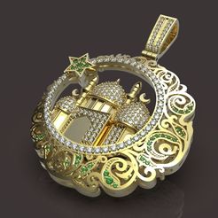 Pendant with a mosque.jpg Archivo STL Colgante con una mezquita・Modelo imprimible en 3D para descargar