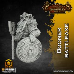 Booner-Battleaxe-D.jpg Heroes of The Dale - Booner Battleaxe, Dwarf Fighter (32mm scale, Pre-supported Miniature)
