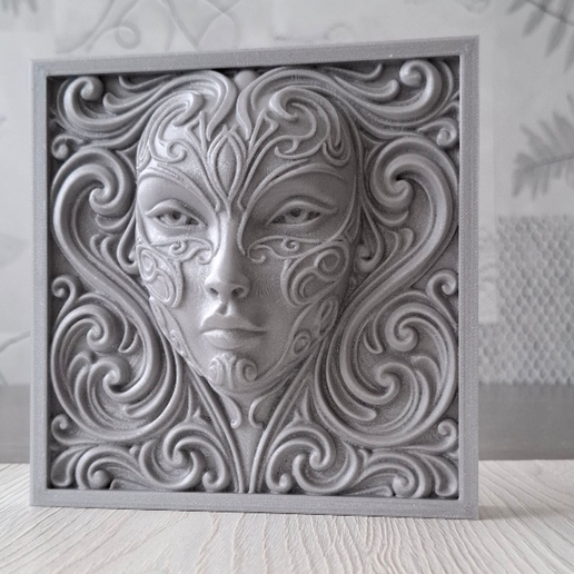 Serpentine Swirl Portrait - Relief Sculpture