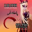 LILITHPACK.png Lilith Hazbin Hotel Cosplay 3D print STL Files pack (Horns + Crown)