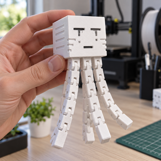 Blocky Ghost Tentacle Fidget Articulated Cube Monster Toy