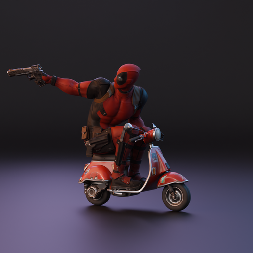 DeadPool Scooter Cartoon Style 3D model