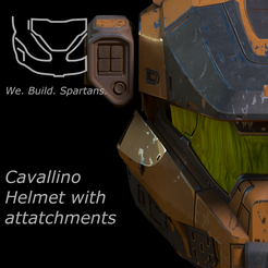 close-up.png Cavallino helmet with attachments 3d print file