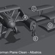 28mm German Plane Clean - Albatros WW1 6 planes, 3 pilots (3 nationalities) - Files Pre-supported