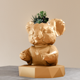 koala-bust-low-poly-planter-2.png Koala low poly planter pot flower vase stl 3d print file