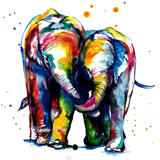 Night Light Lithophane for multicolored elephants 3D model