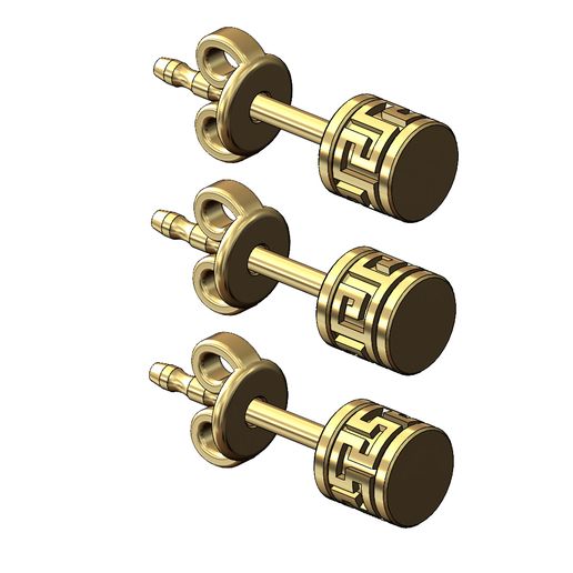 Greek key beads stud earring 3D print model 3D model