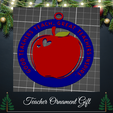 teacher-ornament-gift.png Teacher Apple Ornament /teacher gift  Magnet/ Wall art/ desk decor/ cake topper/ appreciation/ teacher gift/ thank you teacher