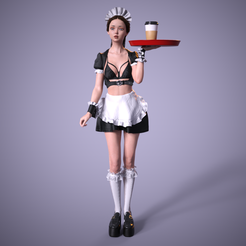 maid-coffe-1.png STL file Japanese sexy maid 1・3D print model to download