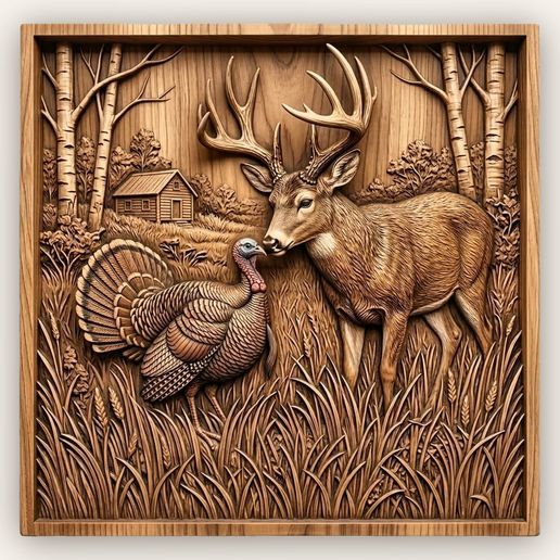 Whitetail Deer & Turkey CNC Relief STL