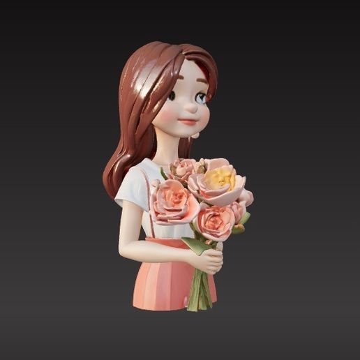 girl with flowers 3D model