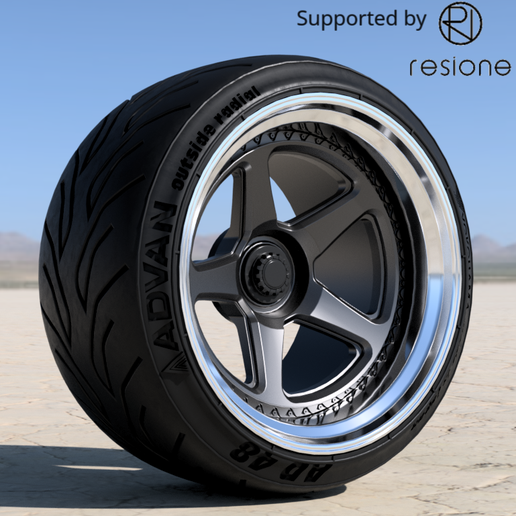 brixton-forged-rims-tr05-advan-racing-hot-wheels-5.png Brixton TR05 Jantes aérodynamiques forgées 3pcs Avec pneus Advan pour modèles réduits et diecast