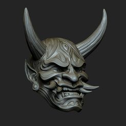 3.jpg OBJ file Hannya Mask Pendant Magnet 7 Oni Mask Samurai Mask 3D print model・Design to download and 3D print, Maskitto