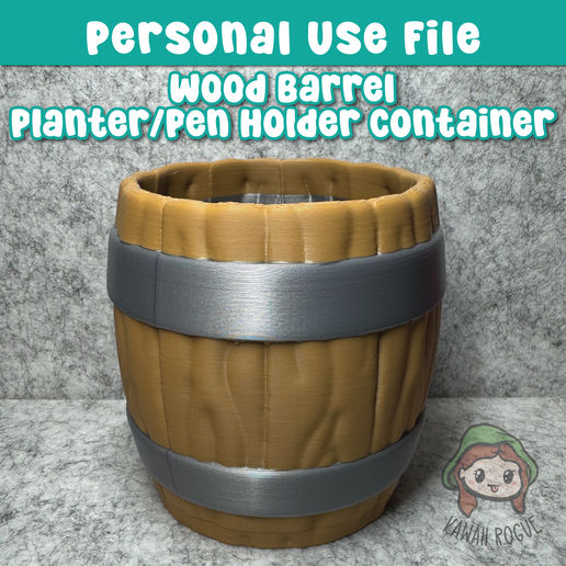 Wood Barrel Planter/Pen Holder Container - 3D model önizlemesi