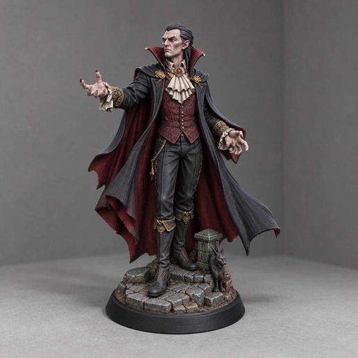 Vampire Lord Figure STL File, Gothic Undead Noble 3D Printable Character Statue