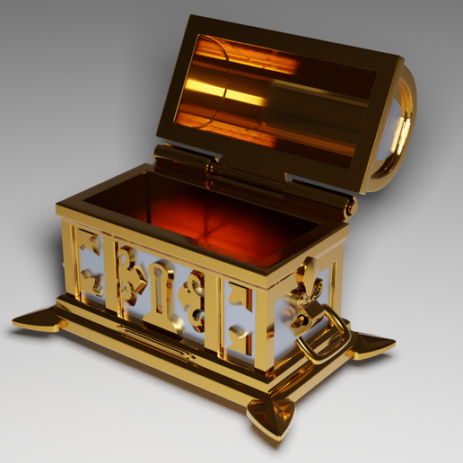 STL file Jewelry Box -- Luxurious Chest With Openable Lid -- Genshin ...