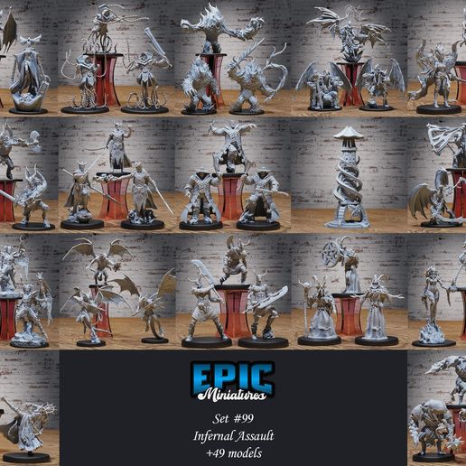 Infernal Assault Set ‧ DnD Miniature ‧ Tabletop Miniatures ‧ Gaming Monster ‧ 3D Model ‧ RPG ‧ DnDminis ‧ STL FILE 3D model