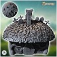 4.jpg Round medieval hobbit house with cross on roof and round door (15) - Medieval Middle Earth Age 28mm 15mm RPG Shire