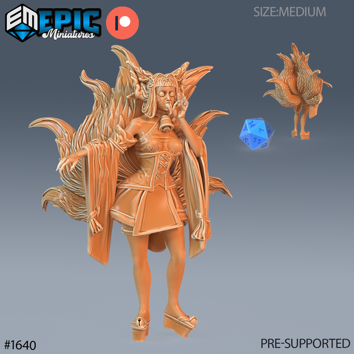 Kitsune Warrior Figurine Unpainted Kitsune Spirit Warrior D&D