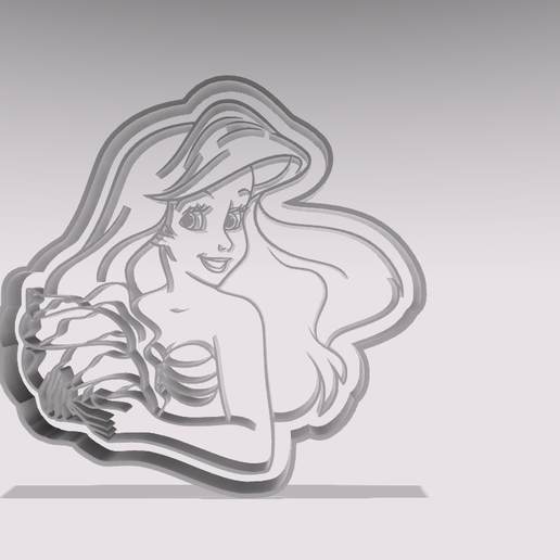 sirenita ariel v0.png Archivo STL Sirena ariel cookie cutter・Design para impresora 3D para descargar, Geralp