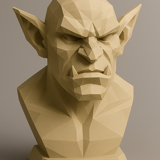 Mythical Orc Head – Geometric Low-Poly Statue for 3D Printing 3D model